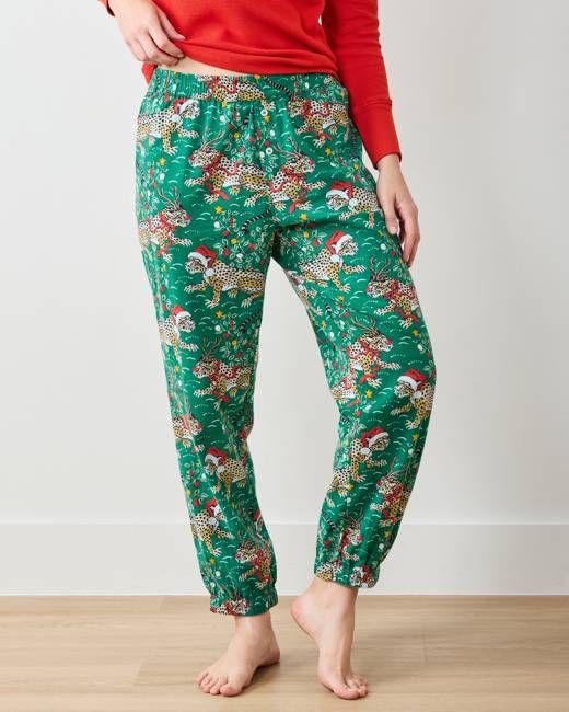 Very Merry Bagheera - Lightweight Flannel Joggers - Mistletoe