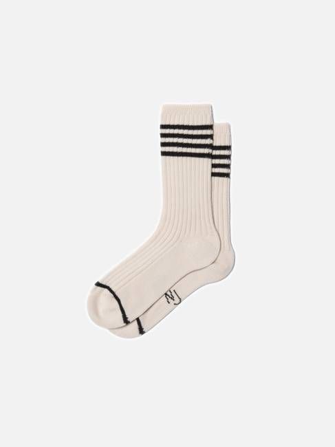 Women Tennis Socks Stripe Offwhite/Black | Nudie Jeans