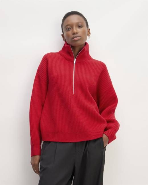 The Half-Zip Sweater in Luxe Merino | Classic Red