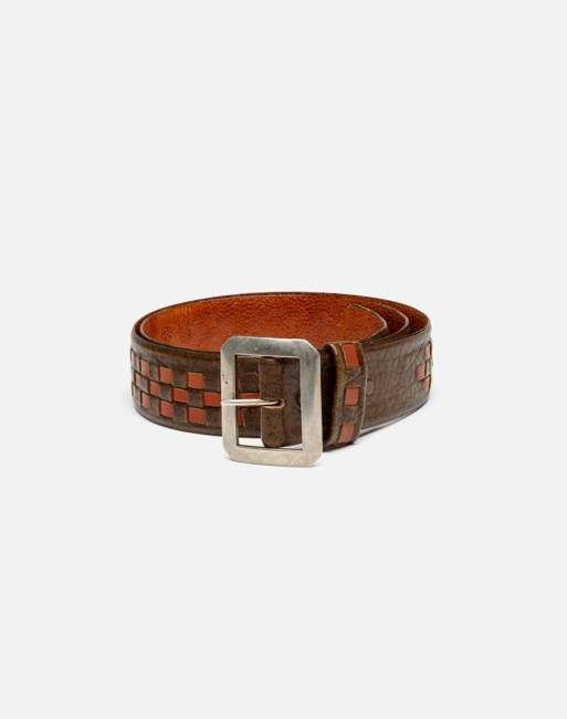 70s Checkered Leather Belt