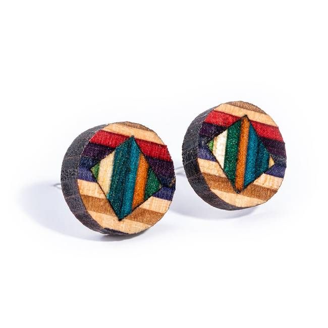 Roundmix Recycled Skateboard Stud Earrings
