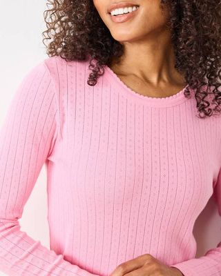 Pink Taffy - Pointelle Long Sleeve - Shirt