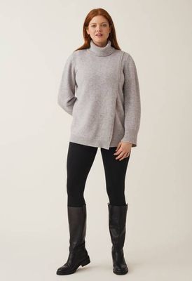 Knitted nursing tunic - Light Grey Melange