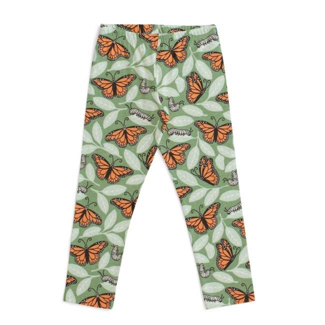 Baby Leggings - Monarchs Dark Green