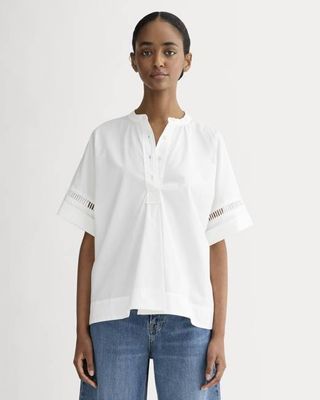The Lace Trim Popover | White