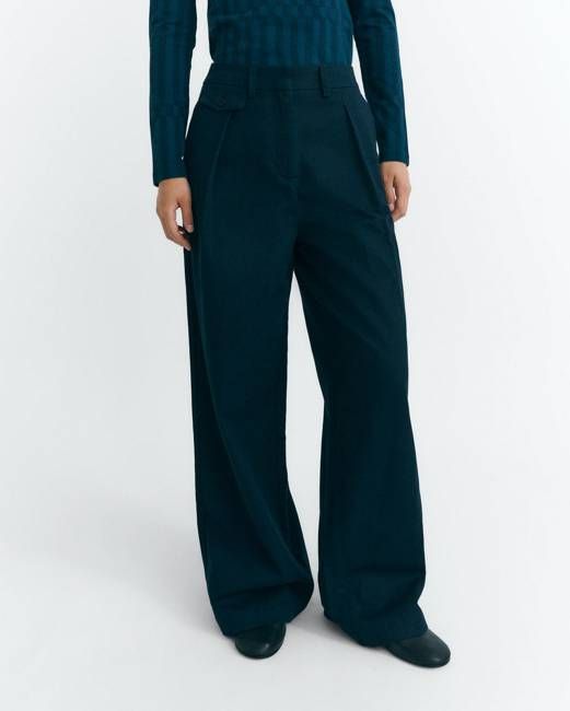 Navy wide leg low rise Pat pants
