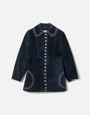 60s Blue Suede Embroidered Jacket- #18