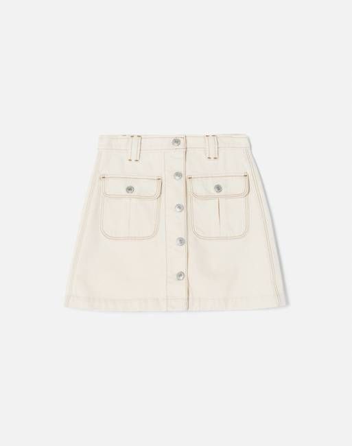 70s Button Front Mini Skirt - Rinsed Birch