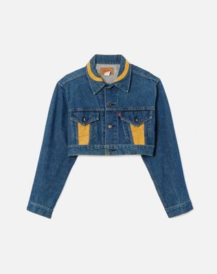 80s Cropped Denim and Suede Jacket