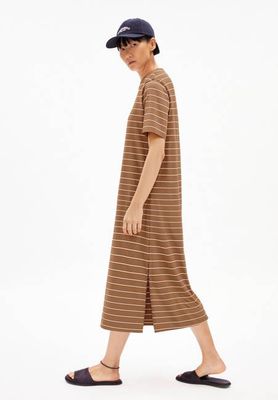 XELINAA MIDIKLEID MIT FEINEN STREIFEN| hellbraun-ungefärbt
