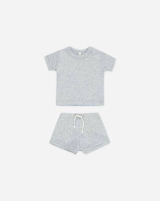 Ribbed Shortie Set Dusty Blue