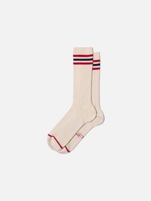 Women Tennis Socks Retro Offwhite/Red cotton | Nudie Jeans