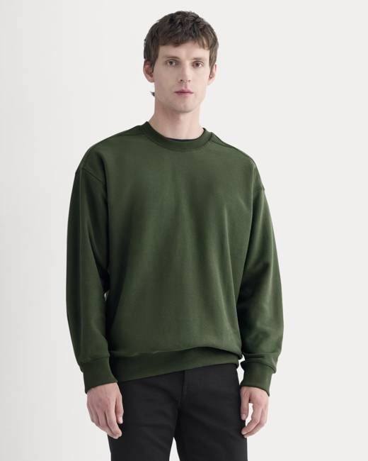 Twill Terry Jacquard Crew Sweatshirt | Dark Forest