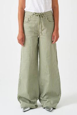 Blake Low Rise Jean in Moss Wide Stripe