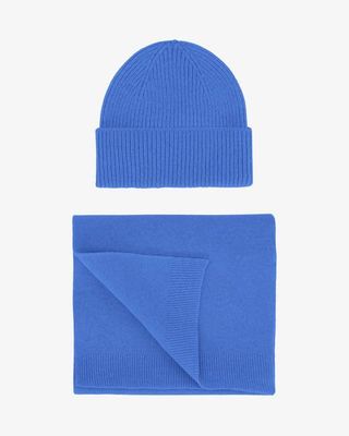Merino Wool Beanie & Scarf - Pacific Blue