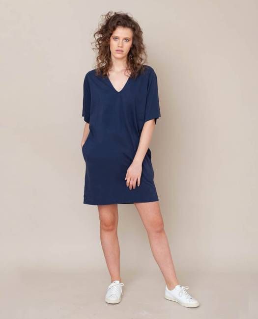 Sasha Organic Cotton Dress In Midnight