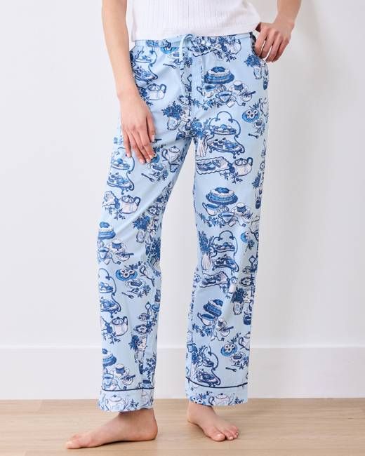 High Tea Toile - Tall PJ Pants - Notting Hill Blue