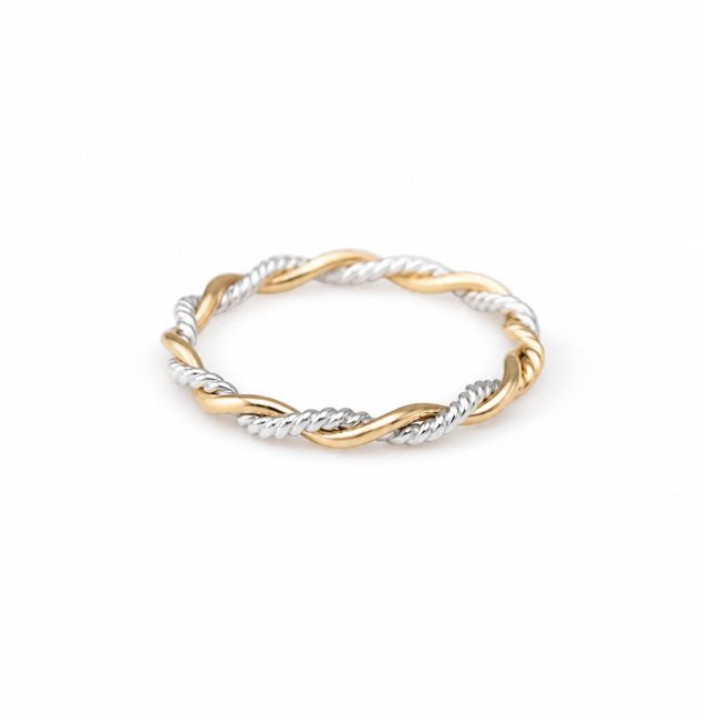 Kira Two-Tone Braided Twist Ring