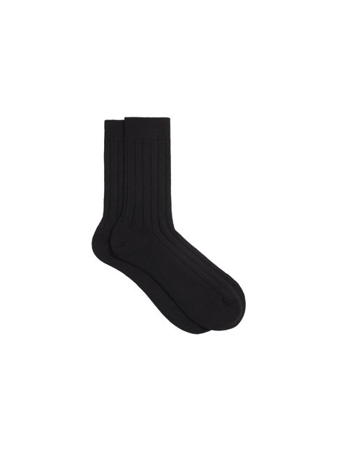 Archive Cashmere Ribbed Socks—black