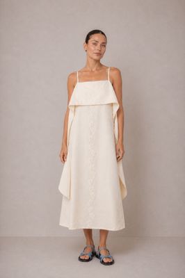 ECRU EMBROIDERED MIDI DRESS - ARCHIVE SALE
