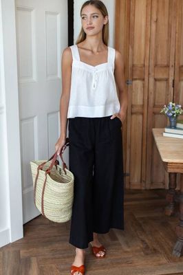 Pull On Pocket Pant - Jet Black Linen