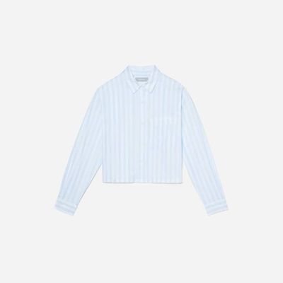 The Way-Short Shirt in Silky Cotton |  Mariner Blue / White
