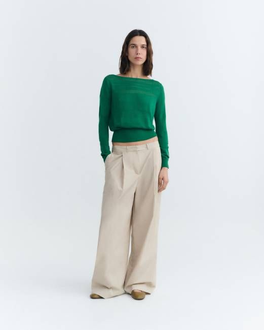 Raven green semi-transparent striped sweater