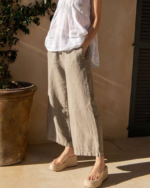 Kim - Linen Trousers in Cappuccino