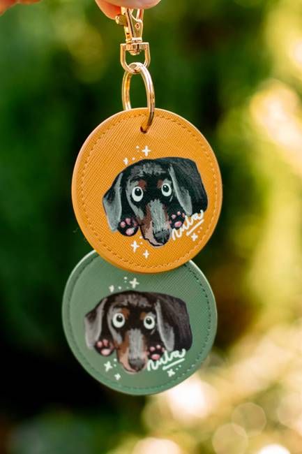 Bundle of 2 Custom Illustrated Pet Portrait Key Rings