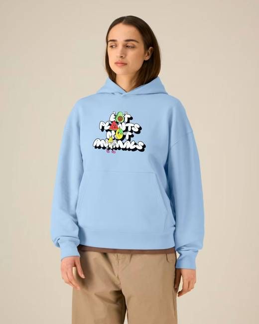 Eat Plants Not Animals Deluxe Relaxed Hoodie - Baby Blue