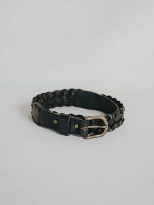 Braided Belt, Leather, Black