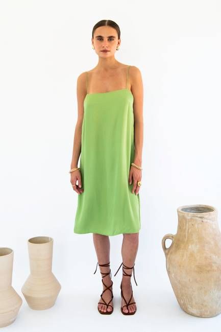 Julianne Boxy Slip Dress - Satin Tencel