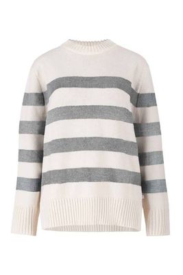 Marina Striped 100% Merino Jumper Grey