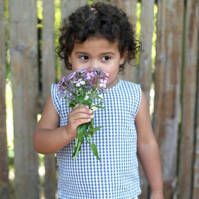 Summer Top (Seersucker Check) - Indigo