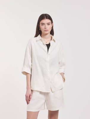 Lindsay Linen Shirt In Off White