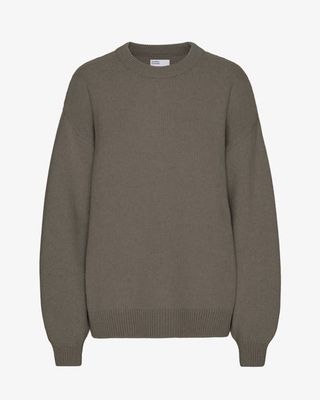 Oversized Merino Wool Crew - Dusty Olive
