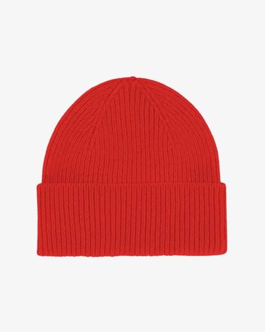 Merino Wool Beanie - Red Tangerine