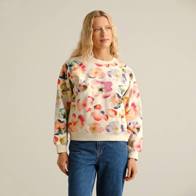 DEDICATED - Sweatshirt Ystad Flower Cut Egg White