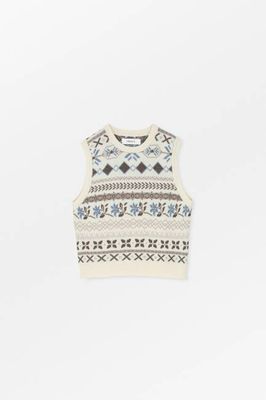 Vero vest - Brown/Ecru jacquard