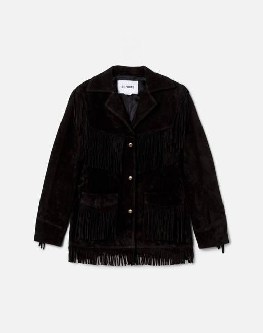 Suede Fringe Jacket - Black