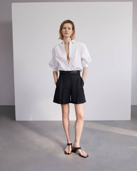 Linen Pleated Short | Black