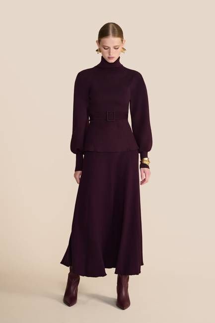 Eliza Knit Skirt Plum