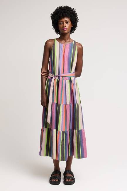 Indio Rose Dress in Bright Stripe