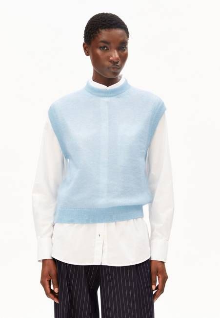 MOHAIR BLEND KNIT VEST | blue glow