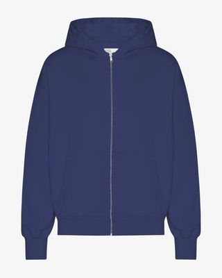 Organic Oversized Zip Hood - Marine Blue