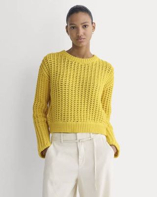 Open-Knit Crew in Elevated Cotton | Passion Fruit