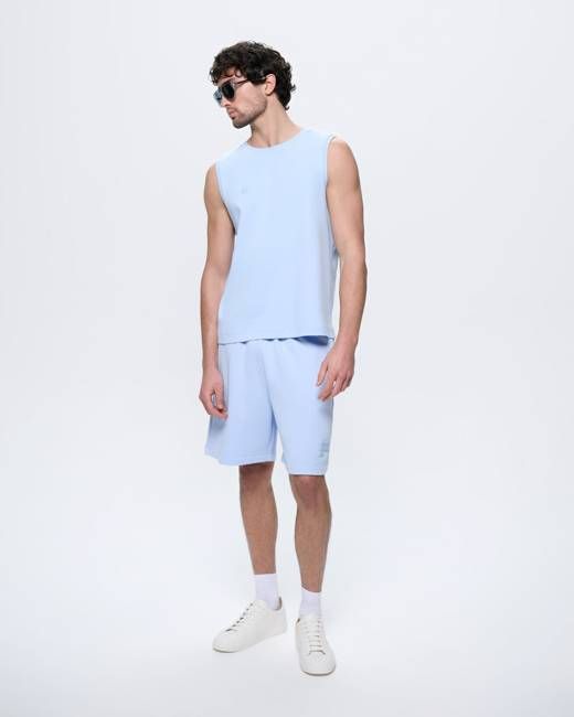 Mens Mid Length Shorts—Wildflower Blue