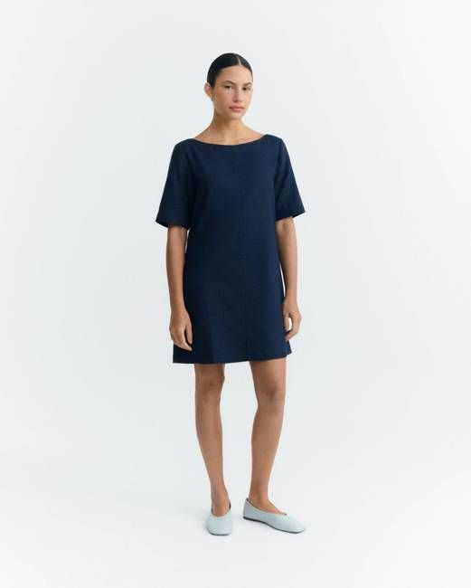 Short dress navy hemp Kieran