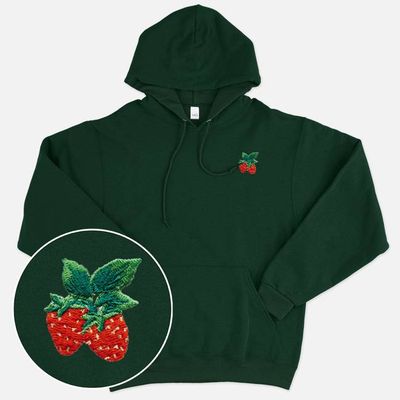 Hoodie mit Erdbeerstickerei (Unisex)