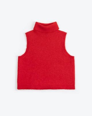 Lowie Red Alpaca Roll Neck Vest